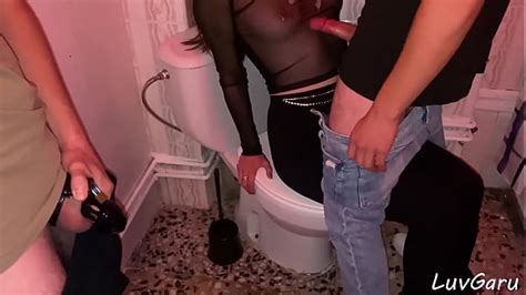 filming hotwife flashing tits and takes huge cumshot in public toilet