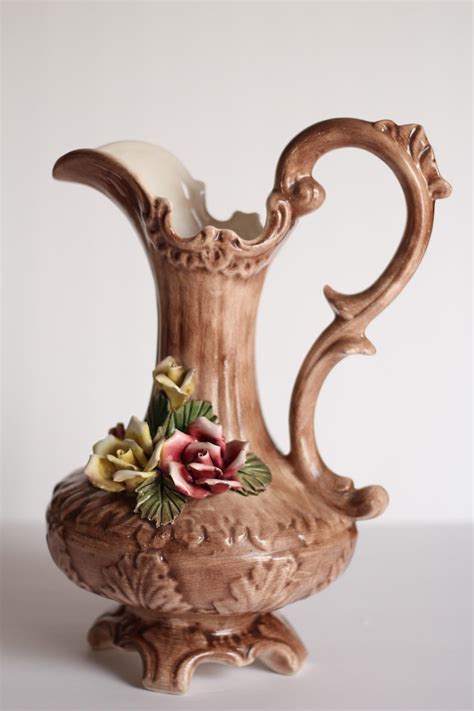 vintage large capodimonte pitchervase bassano ornate etsy