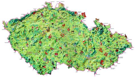 Large Detailed Tourist Map Of Czech Republic Czech