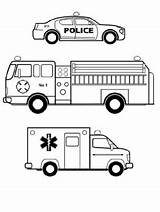Emergency Coloring Vehicles Sheet sketch template