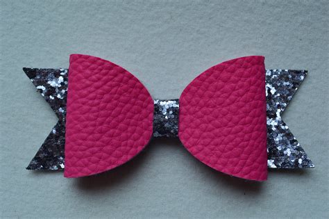 hot pink glittery faux leather hair bow bow accessories kids hair