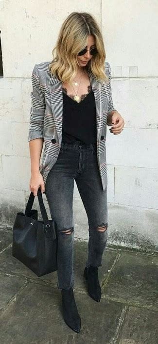 houndstooth blazer outfits  women  ideas outfits lookastic