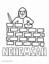 Nehemiah Coloring Wall Bible Builds Kids Crafts Pages School Sheets Sunday Rebuilds Preschool Activities Color Lessons Rebuilding Walls Study Printables sketch template