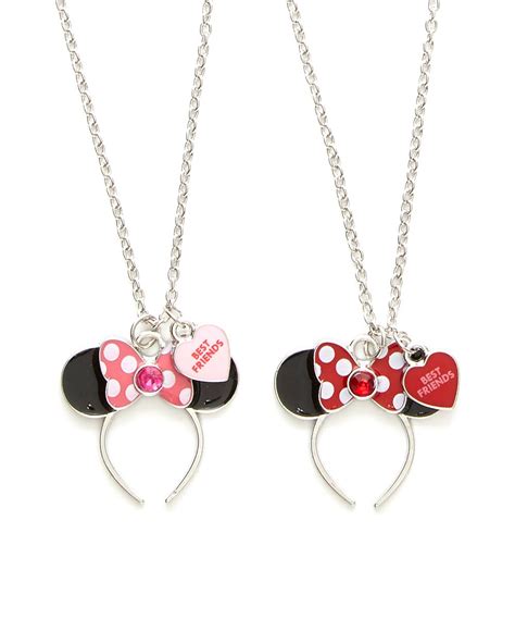 minnie mouse ear necklace set   photo locket necklace heart necklace necklace set