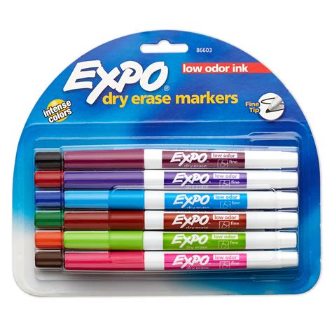 expo  odor dry erase markers fine tip assorted colors  count