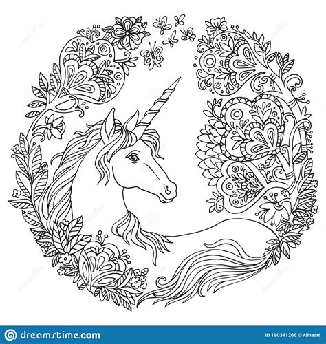coloring unicorn vector  stock vector illustration  freehand