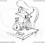 Loan Banker Giving Female Clip Toonaday Outline Illustration Cartoon Royalty Rf 2021 sketch template