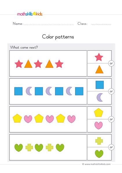 fun  easy pattern worksheets  preschool kids