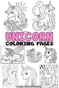 unicorn coloring pages  printable sheets easy peasy  fun