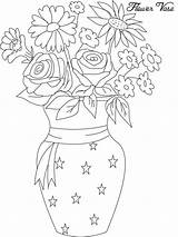 Vase Flower Coloring Flowers Pages Drawing Beautiful Bouquet Pot Print Printable Draw Color Step Drawings Colour Clipart Kids Sheets Rose sketch template