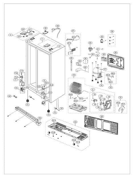 cabinet diagram parts list  model rsmdpnxaa samsung parts refrigerator parts