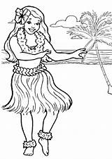 Coloring Pages Hawaiian Hula Beach Girl Dancer Dance Dancing Luau Hawaii Hip Hop Print Printable Color Printables Drawing Islands Flamenco sketch template