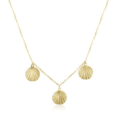 18ct Yellow Gold Triple Shell Design Necklace Pravins