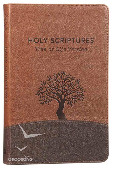 tlv thinline bible holy scriptures walnut brown tree design duravella