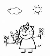 Candy Cat Pages Coloring Colorig Pig Peppa sketch template