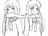 Coloring Pages Twins Anime Twin Drawing Color Little sketch template