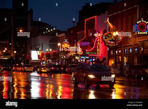 neon bar signs  night  main street  nashville tennessee stock photo alamy