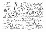 Coloring Water Fun Pages Lake Kids Playing Getcolorings Color Edupics Large sketch template
