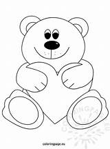 Coloring Bear Heart Teddy sketch template