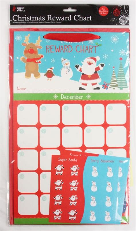 kids christmas reward chart  santa  snowman stickers sets good