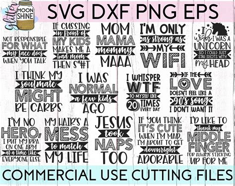 funny quotes bundle   svg eps dxf png files  cutting etsy