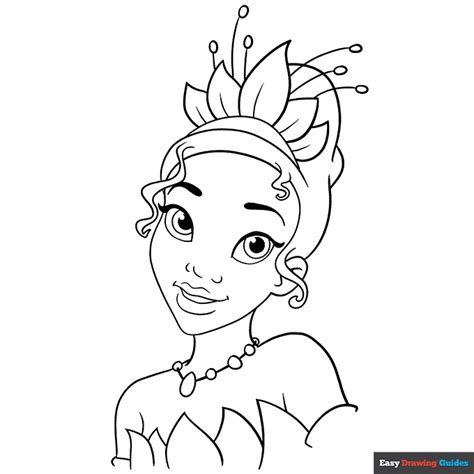 tiana   princess   frog coloring page easy drawing guides