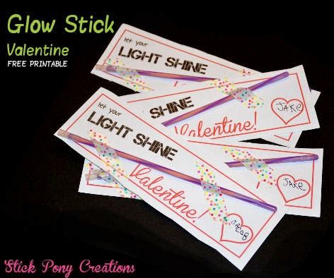 stick pony creations  glow stick valentine printable
