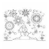 Snowman Snowflakes Simple Coloring Created sketch template