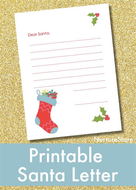 printable letter  santa  children nurturestore