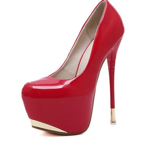 red patent glossy party platforms super high stiletto heels