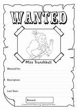 Matilda Colouring Pages Dahl Wanted Trunchbull Miss Poster Roald Roahl Activities Sheets Trending Days Last Choose Board sketch template