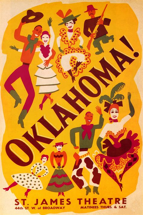 oklahoma musical theater theatre broadway show vintage poster etsy