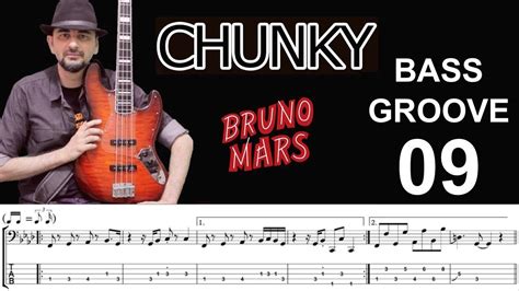 chunky bruno mars video aula bass cover score tab lesson youtube