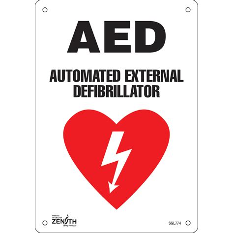 zenith safety products aed automated external defibrillator sign    plastic english
