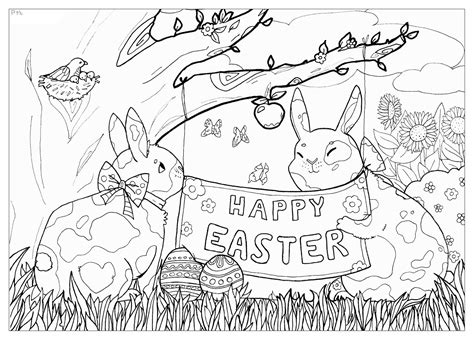 easter bunny easter adult coloring pages