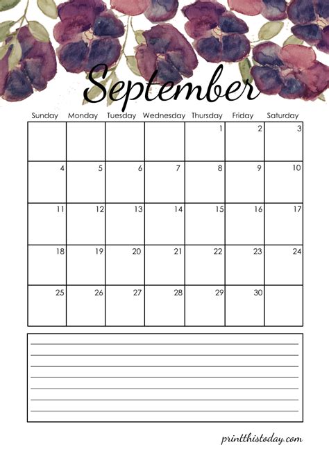 calendar printable floral paper trail design   july