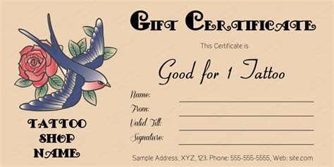 love bird tattoo gift certificate template gift card template gift