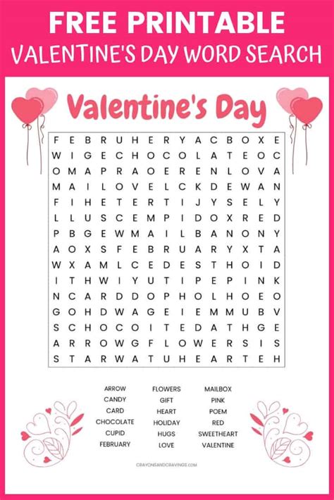 printable valentine word search