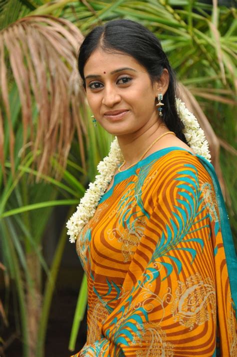 Telugu Tv Serial Actress Meena In Yellow Saree Picture