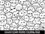 Kawaii Printable Colouring Marshmallow Clouds Svg Kids Beginners Food sketch template