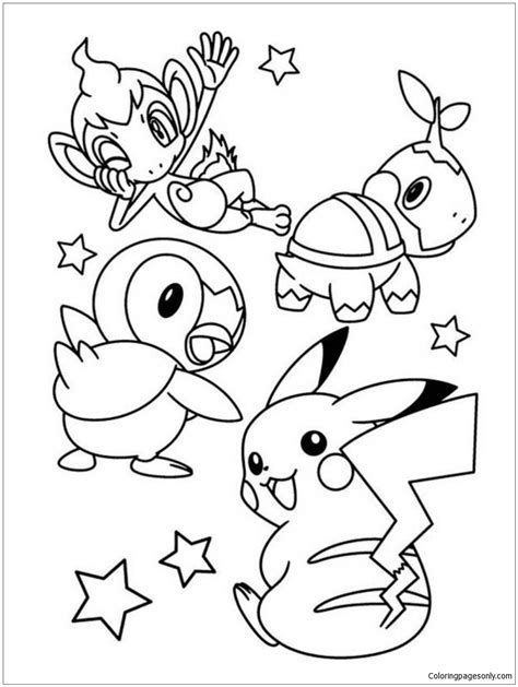 pikachu  friends  coloring page  printable coloring pages