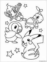Pikachu Friends Pages Coloring Color sketch template