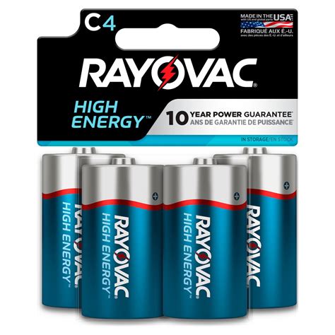 Rayovac High Energy C 1 5v Alkaline Batteries 4 Count