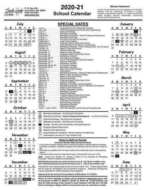 lincoln county schools calendar