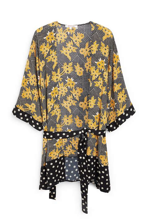 buy yellowblack celia birtwell print long length kimono cover