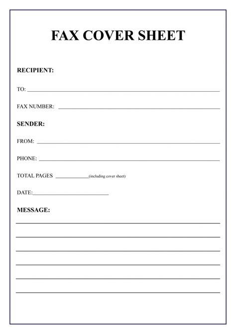 printable fax cover sheet templates sample examples