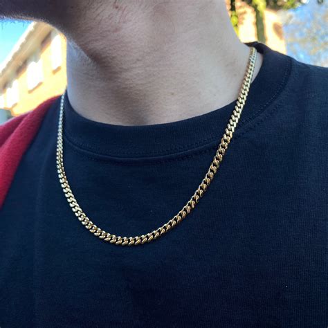 gold chain necklace mens chains cuban curb thick mm gold etsy israel