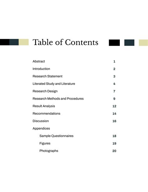 research paper table  contents template  google docs word