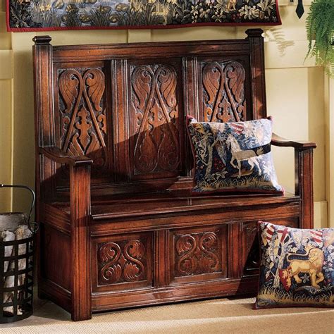 shop design toscano antique mahogany indoor entryway bench  storage  lowescom