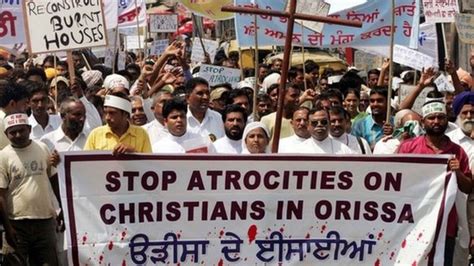India Christians Protest Over Church Fire Bbc News